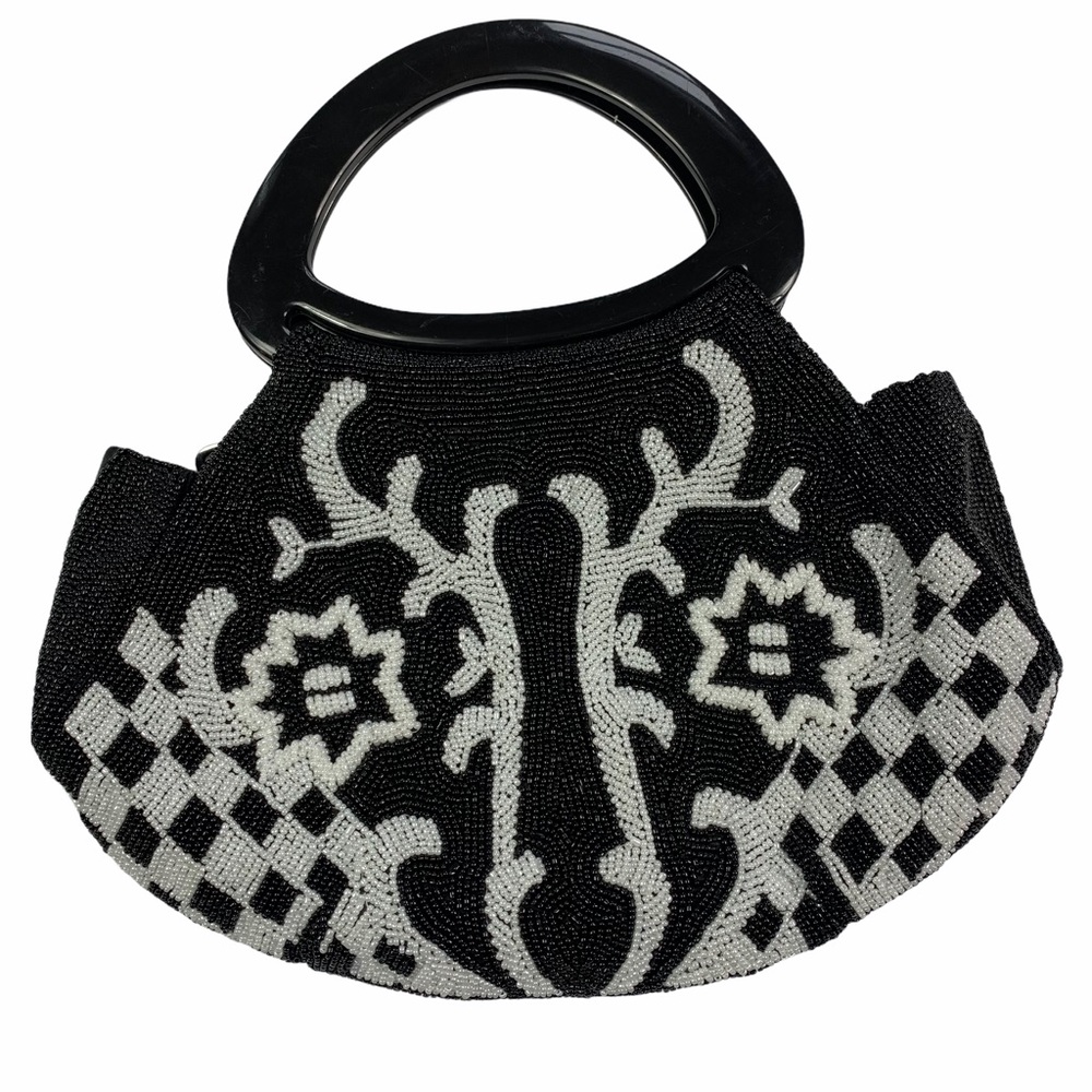 Cache Beaded Cocktail Mod Retro Plastic Handle Bag